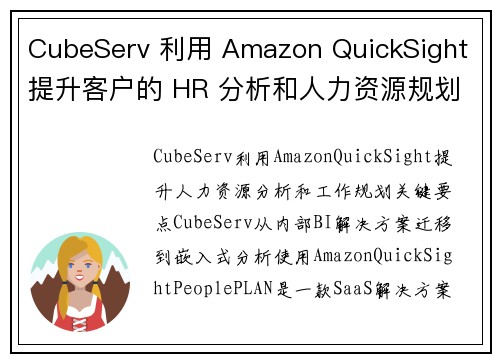 CubeServ 利用 Amazon QuickSight 提升客户的 HR 分析和人力资源规划 商